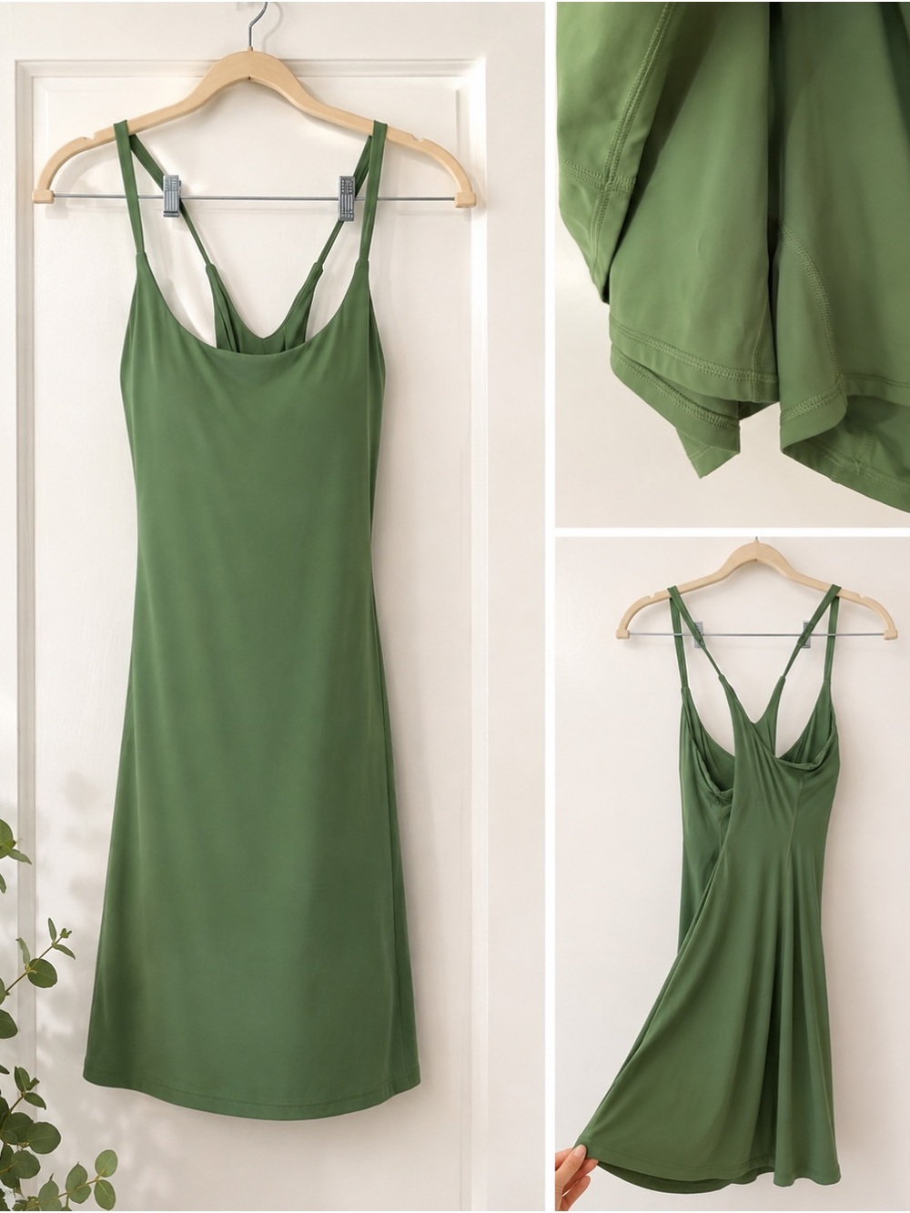 HALARA Olive Green Slip Dress with Adjustable Straps